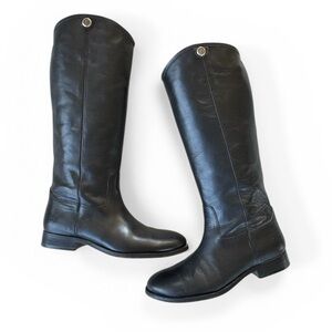 FRYE Melissa Button 2 Tall Riding Boots in black leather Size 7.5